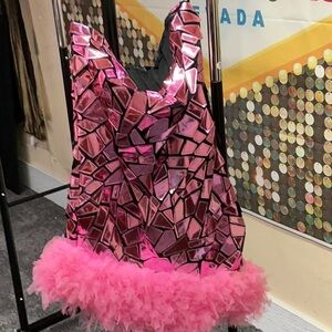 AKIRA Pink Dance Dress with Tulle Ruffles